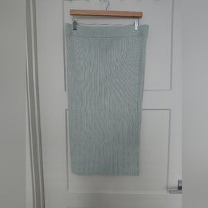 Ribbed Knit Midi Skirt in Light Mint